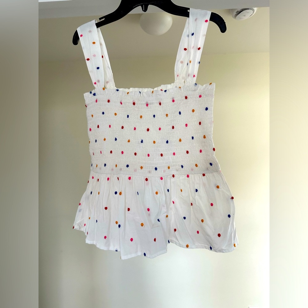 LOFT - Cinched Polka Dot Babydoll Tank - Size XS